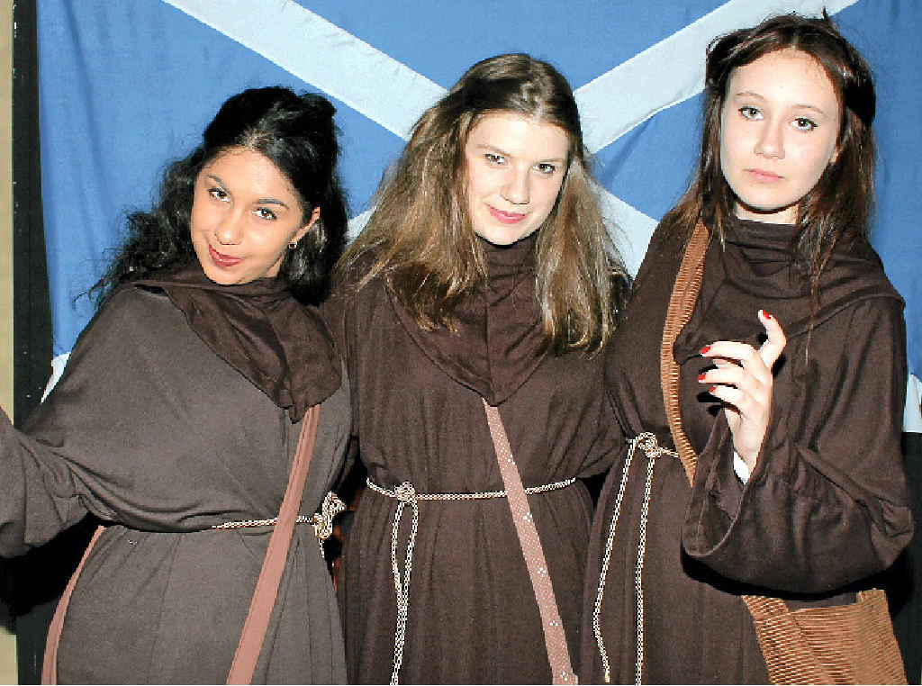 WITCHCRAFT: Amelia Kousary, Ceilidh Bishop and Kate Kemp play the three witches in the SOTE production of Macbeth.